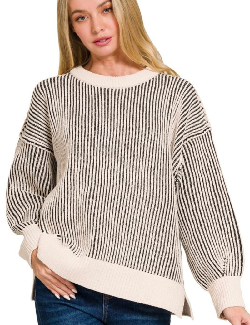 Two Tone Crewneck Sweater