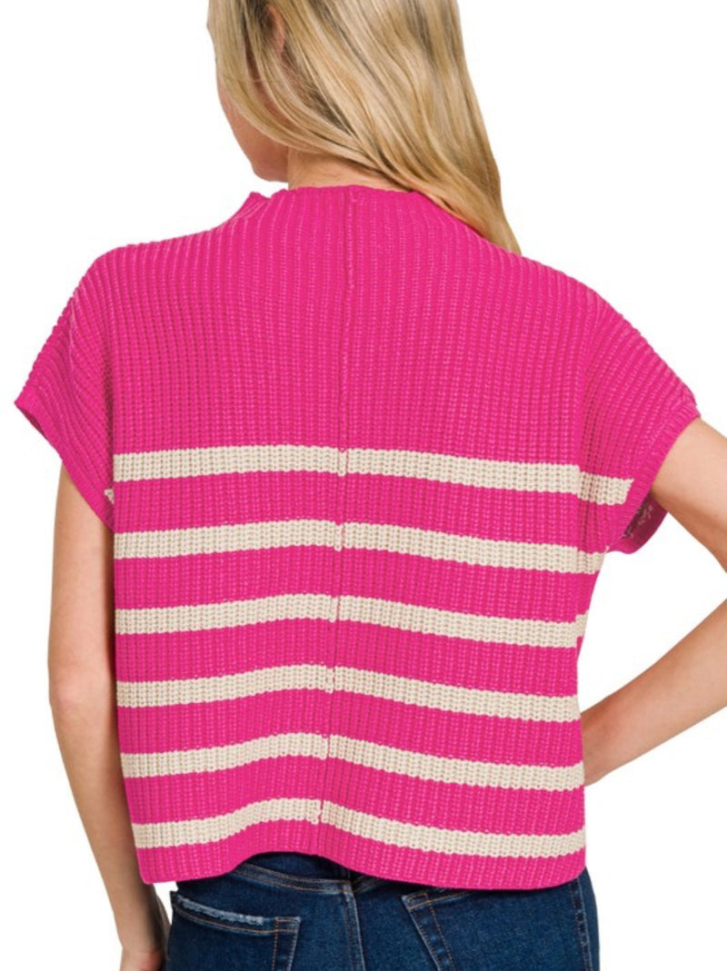 Short Sleeve Striped Sweater