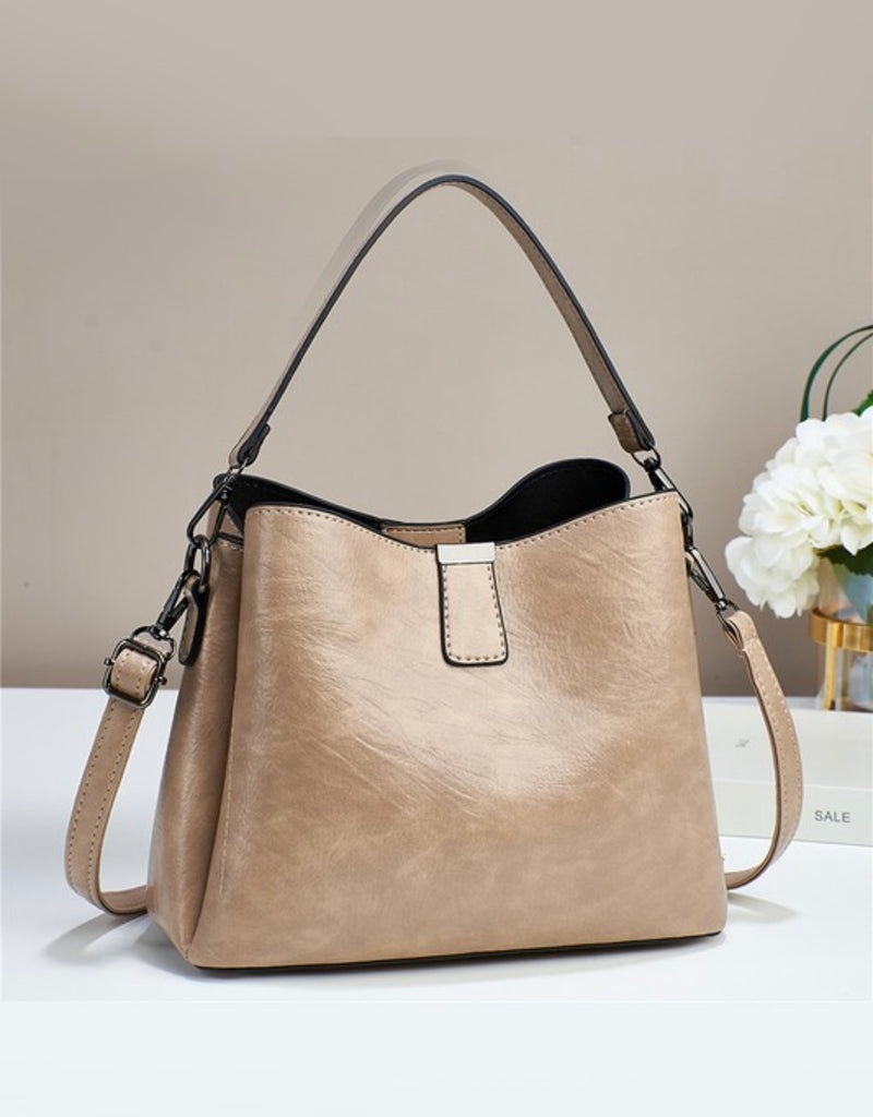 Vegan Leather Bucket Shoulder Bag