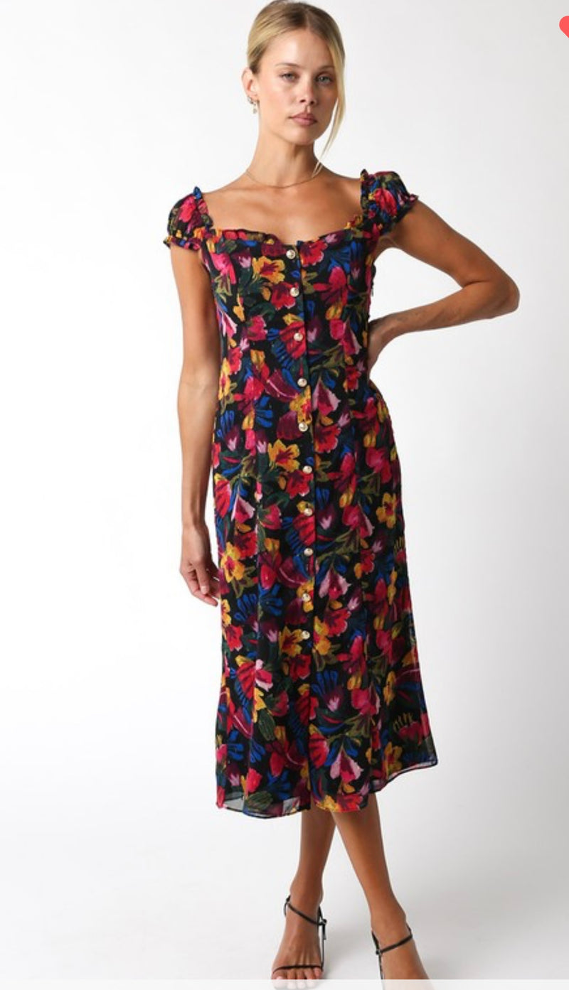 Florence Black Floral Dress