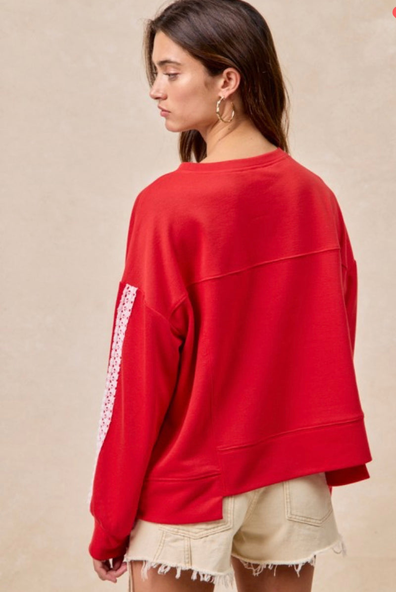 GameDay Lace Patchwork Top