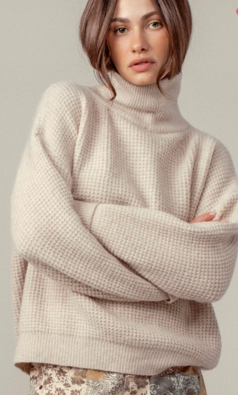 Cozy Fireside Waffle Knit Sweater