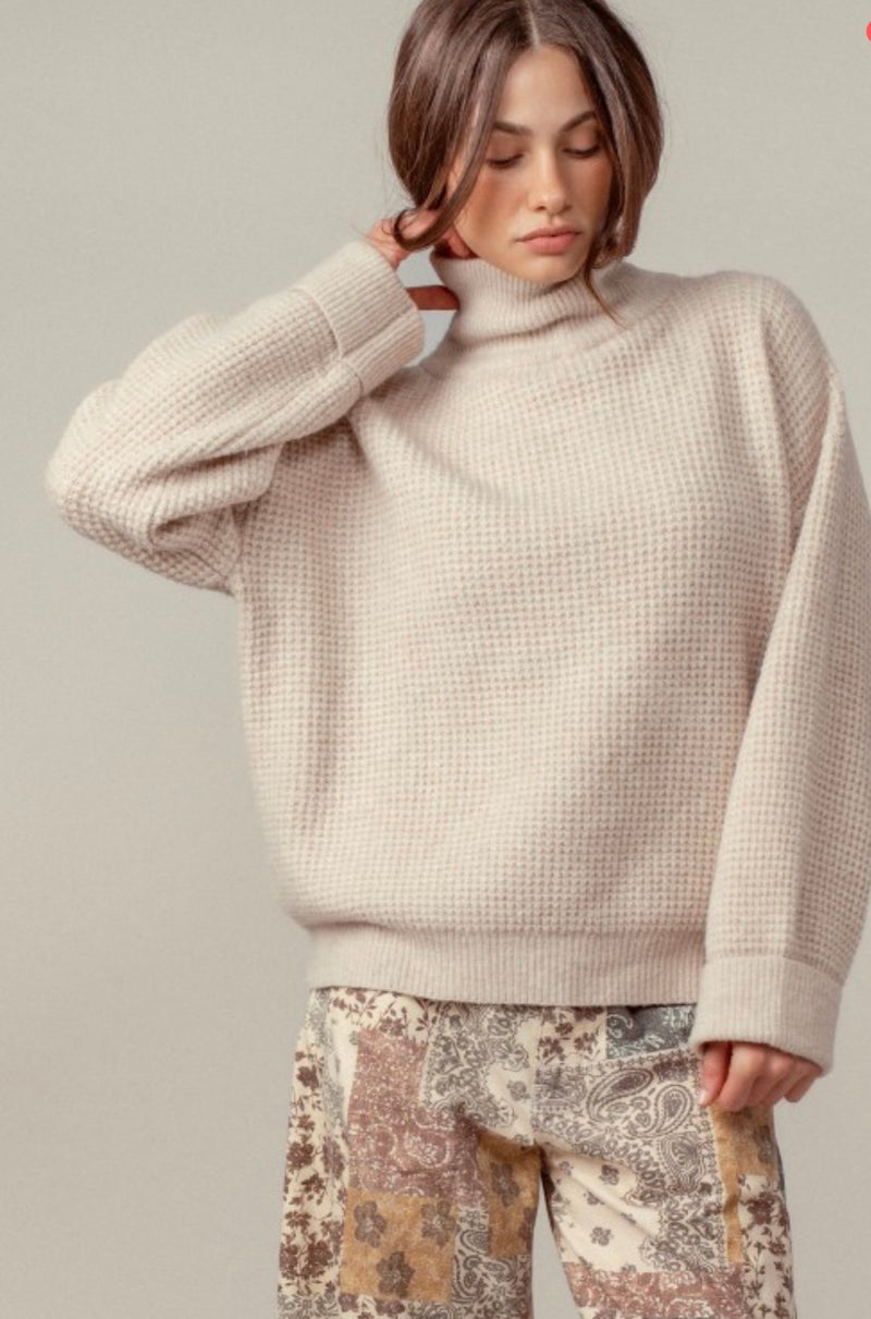 Cozy Fireside Waffle Knit Sweater