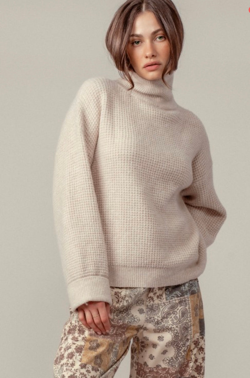 Cozy Fireside Waffle Knit Sweater
