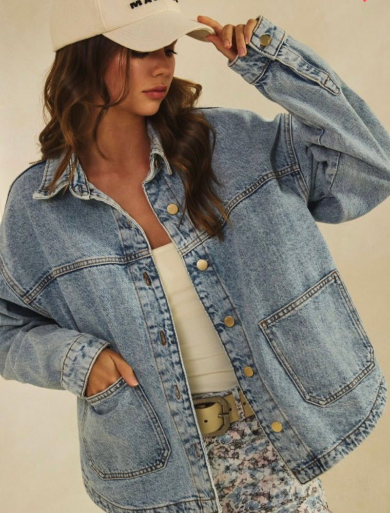 Vintage Denim Jacket W/ Square Pocket