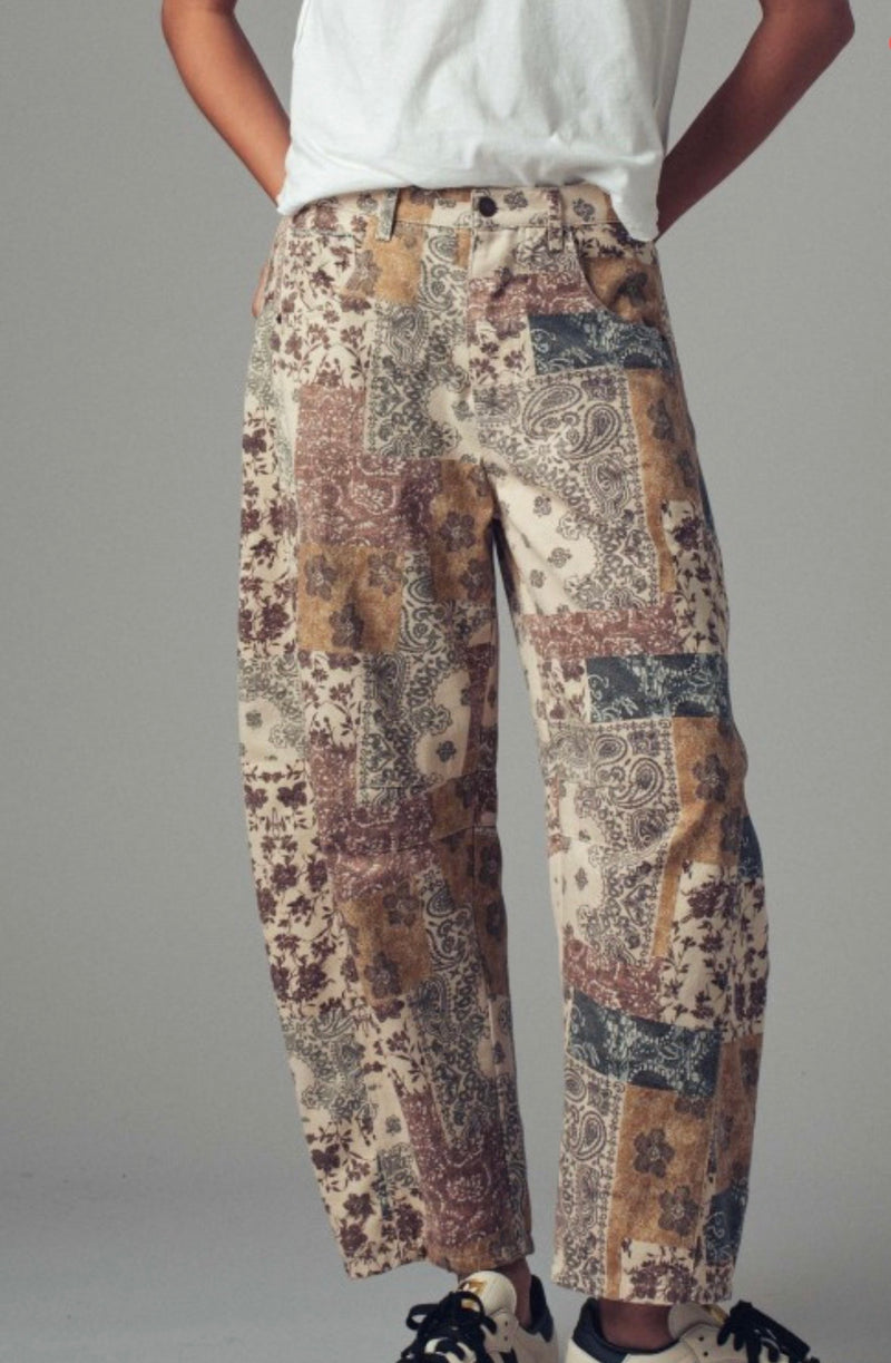 Patchwork Boho Western Denim Pant
