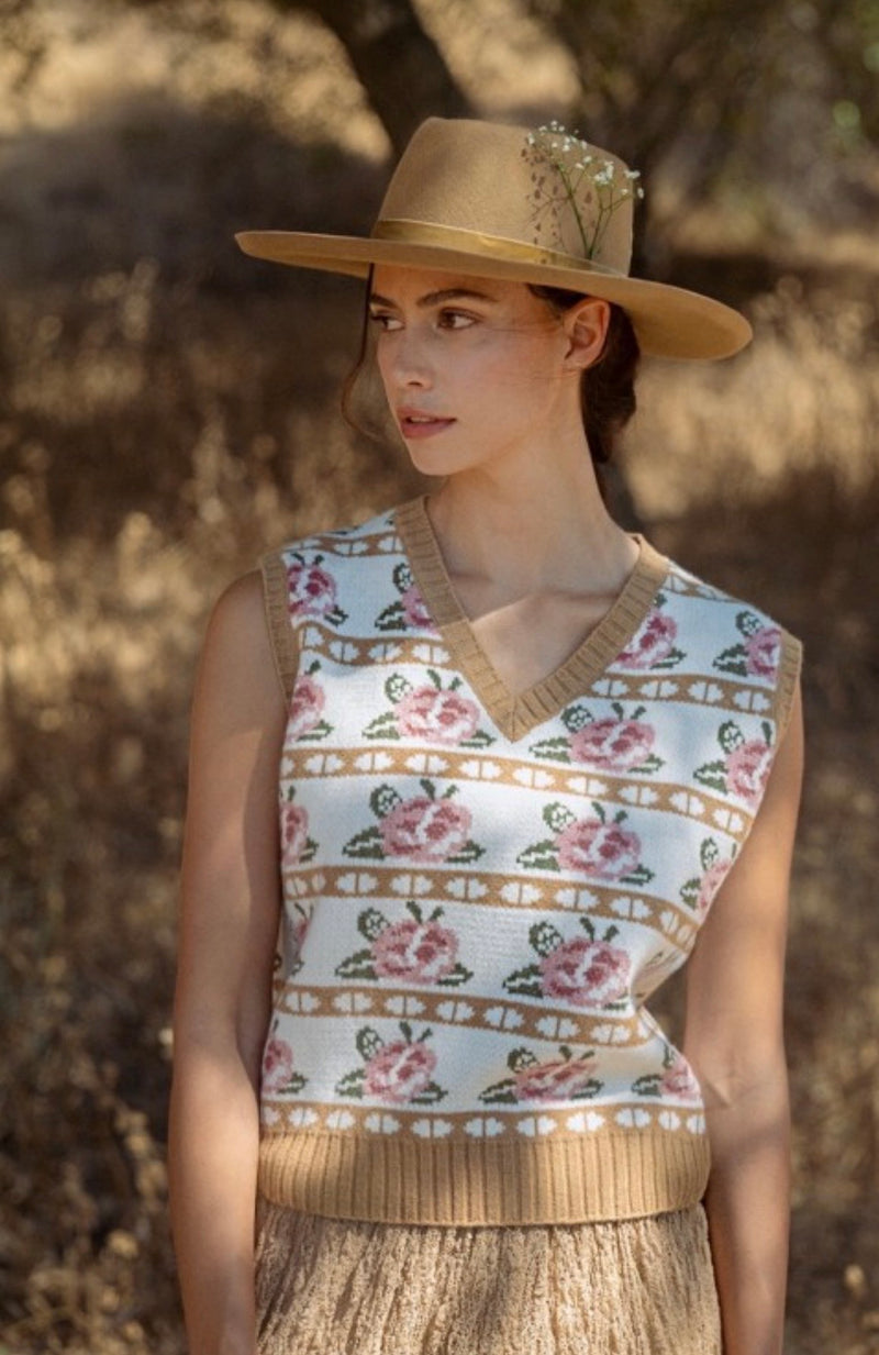 Rose Fair Isle Sweater Vest