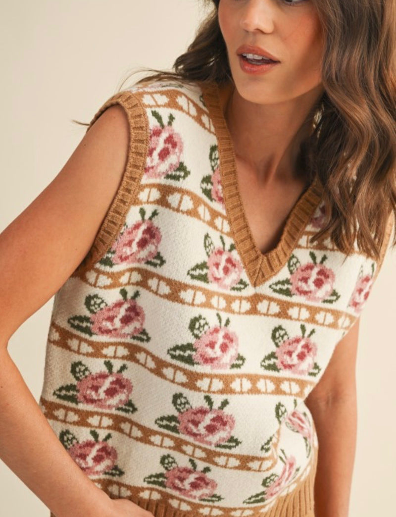 Rose Fair Isle Sweater Vest