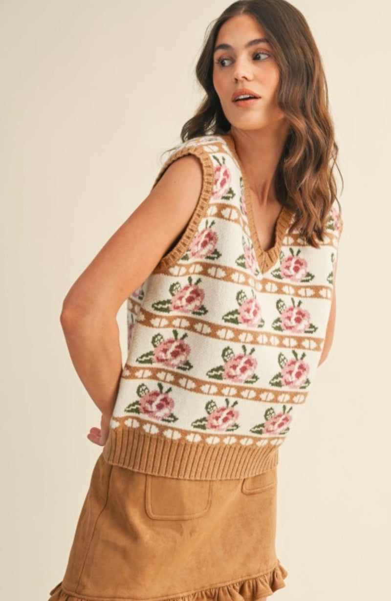 Rose Fair Isle Sweater Vest