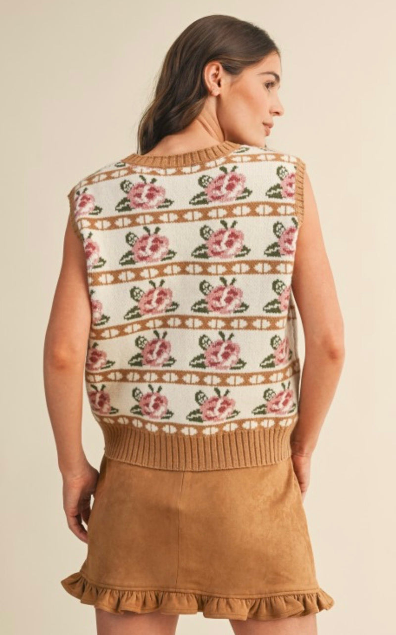 Rose Fair Isle Sweater Vest