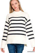 Striped Mock Neck Sweater
