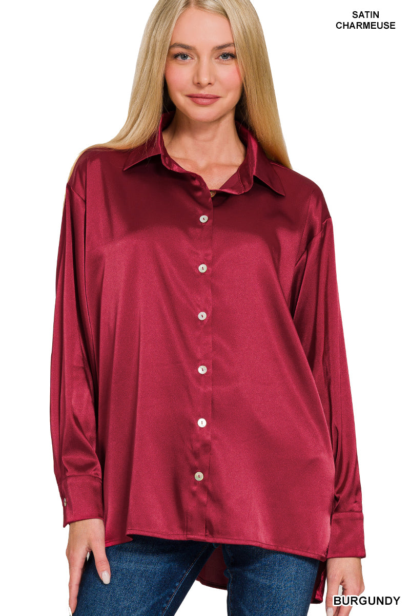 Satin Button Down Shirt