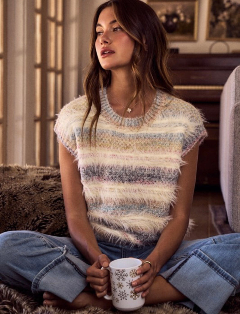 Soft Fuzzy Multi Color Sweater Vest