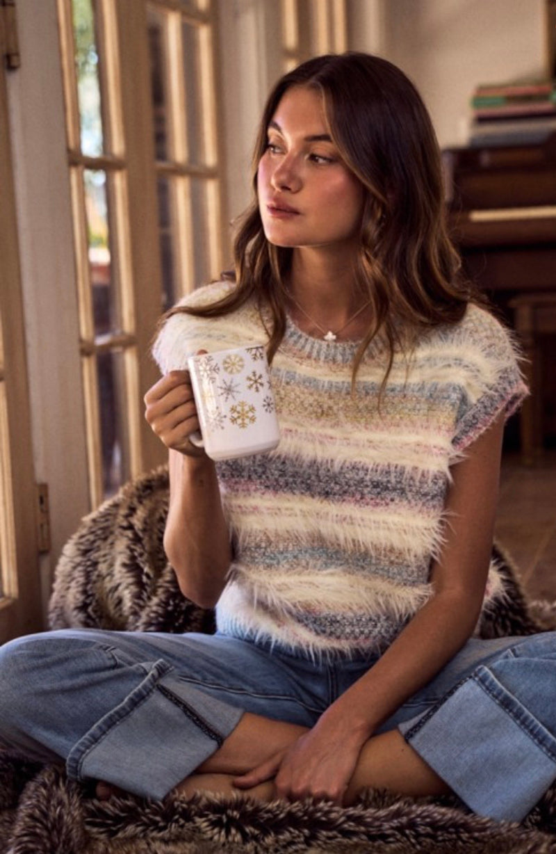 Soft Fuzzy Multi Color Sweater Vest