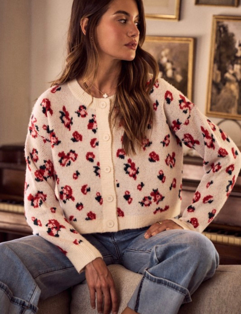 Floral Pattern Button Down Cardigan