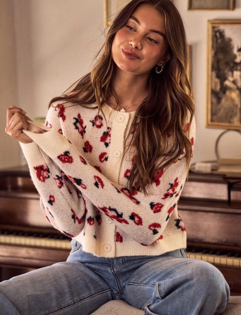 Floral Pattern Button Down Cardigan
