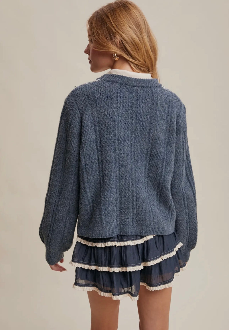 Textured Knit Crewneck Sweater