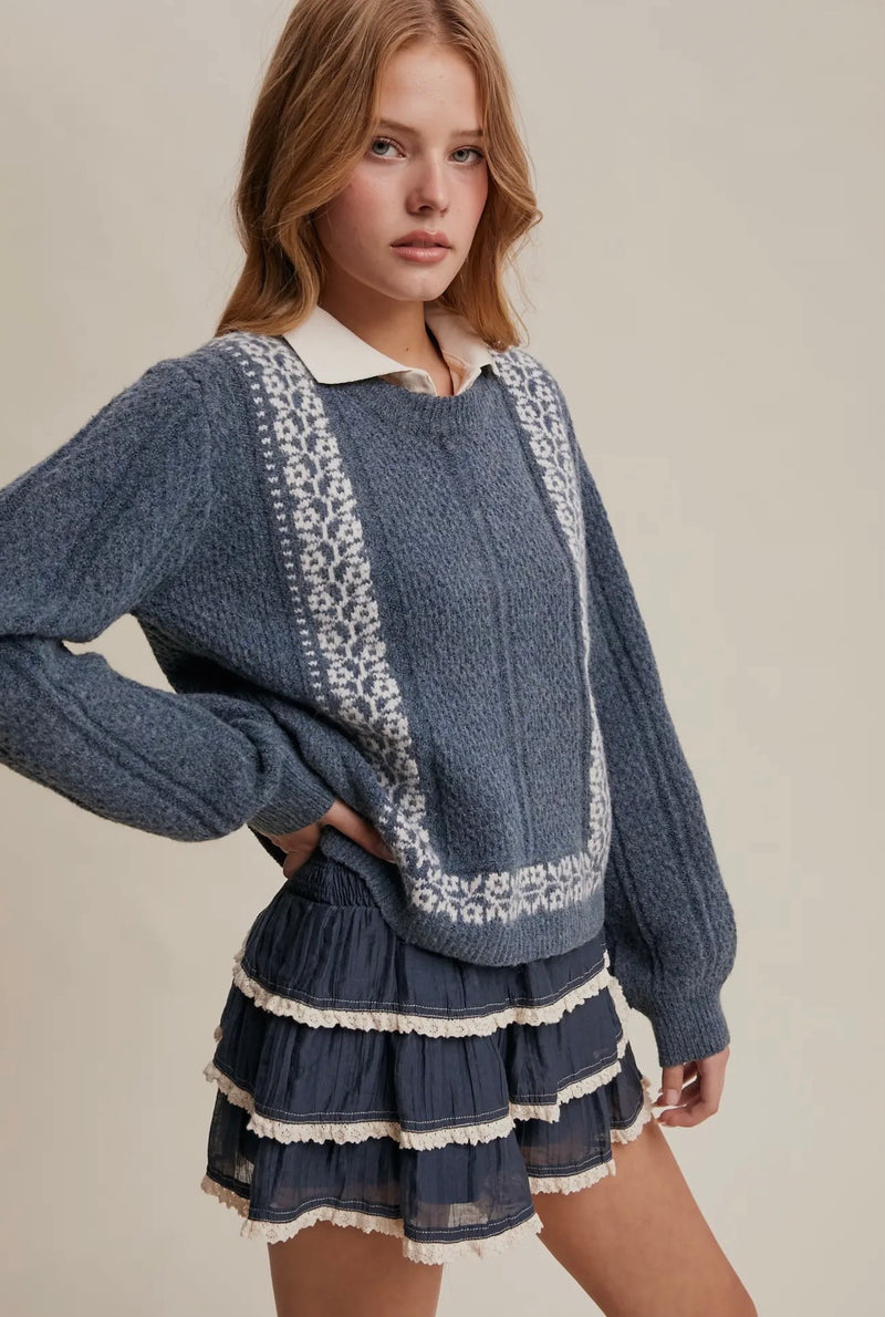 Textured Knit Crewneck Sweater