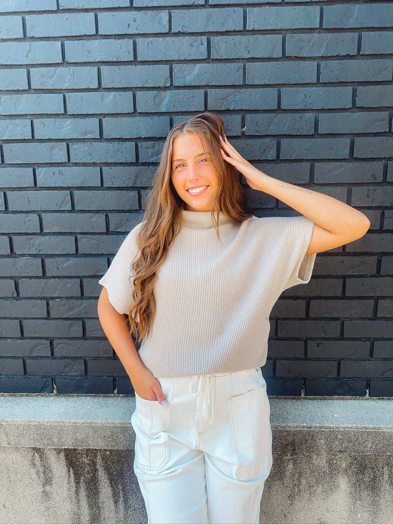 Mock Neck Sweater Side Shirred