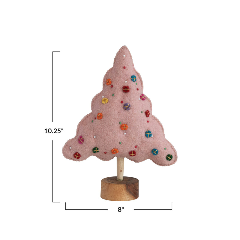 Handmade Pink Wool Felt Tree