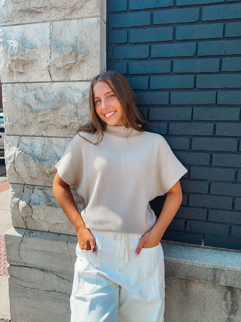 Sweater Mock Neck Top & Long Pants Set (Online Only/Ships from USA