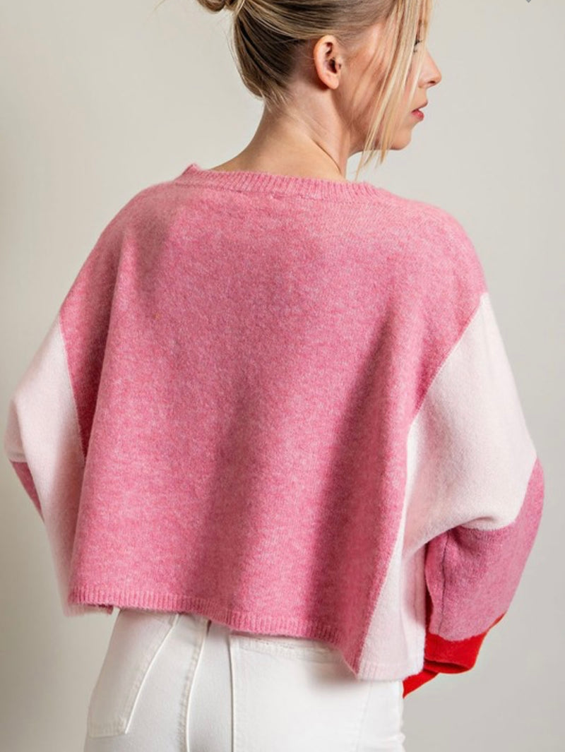 Pink Block Me Off Sweater