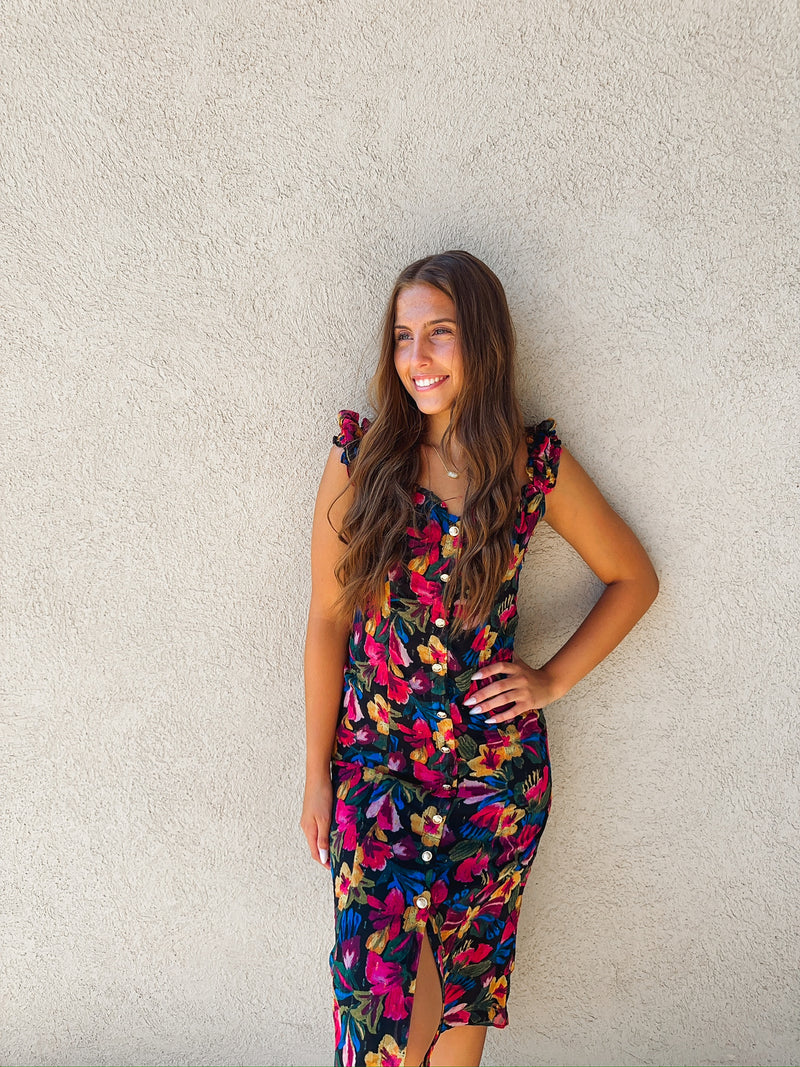 Florence Black Floral Dress