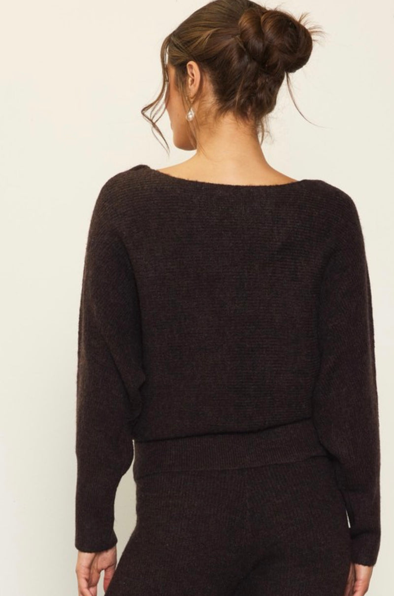 Off The Shoulder Rib Knit Sweater