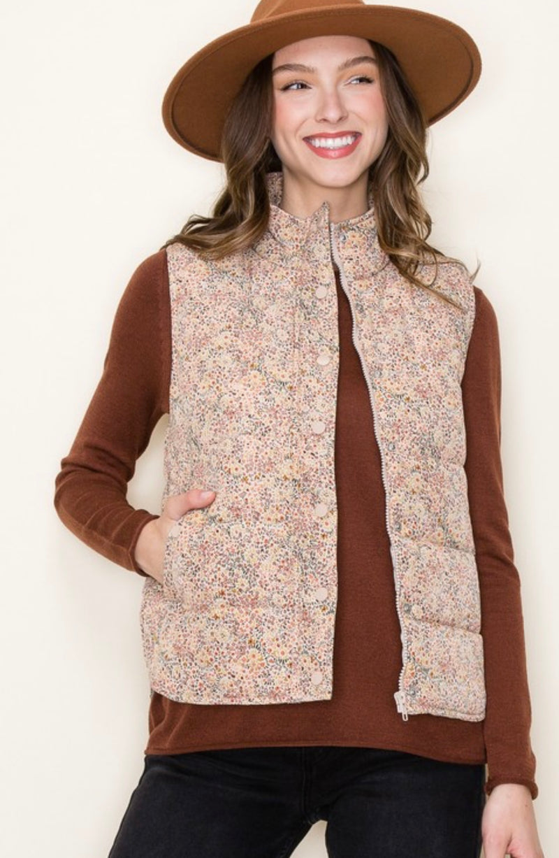 Karen Floral Print Padded Vest