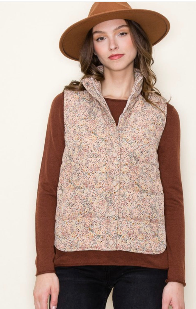 Karen Floral Print Padded Vest