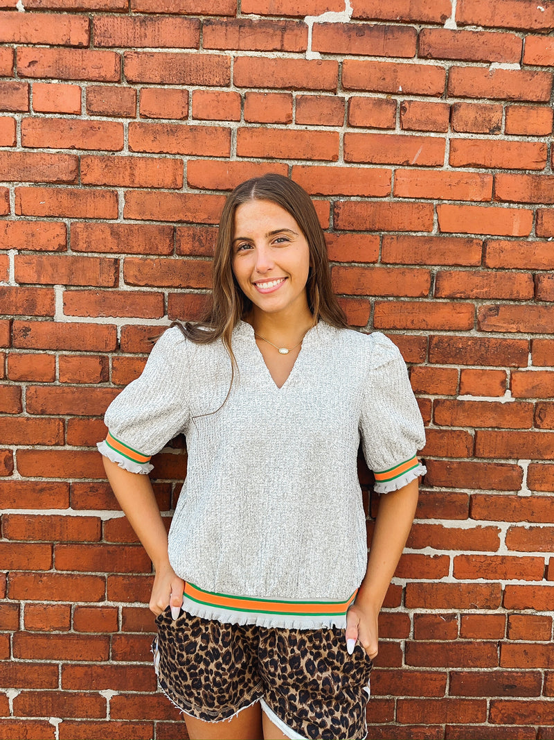 Back To School Striped Band Texture Top