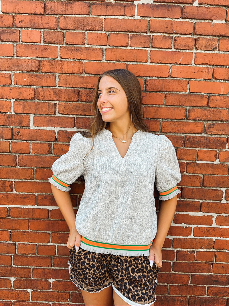 Back To School Striped Band Texture Top