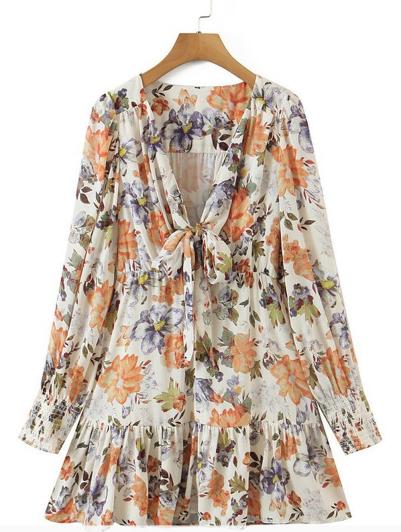 Be My Guest Floral Print Bow Tie Dress