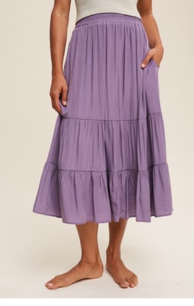 Lavender Love Classic Tiered Maxi Skirt