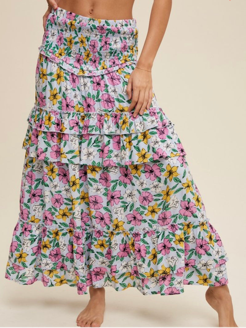 Flower Print Smocked Ruffle Skirt or Dress