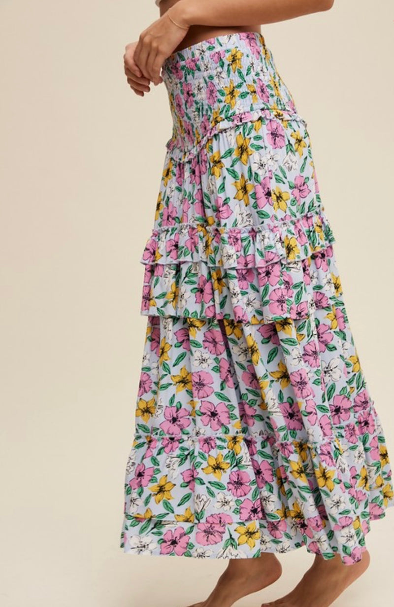 Flower Print Smocked Ruffle Skirt or Dress