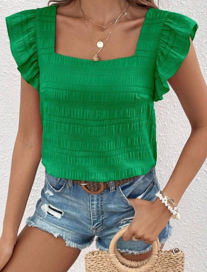 Summers Silhouette Flutter Sleeve Top