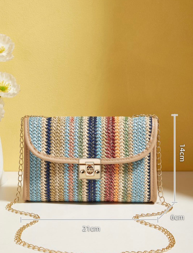 San Tropez Stripe Crochet Crossbody Bag