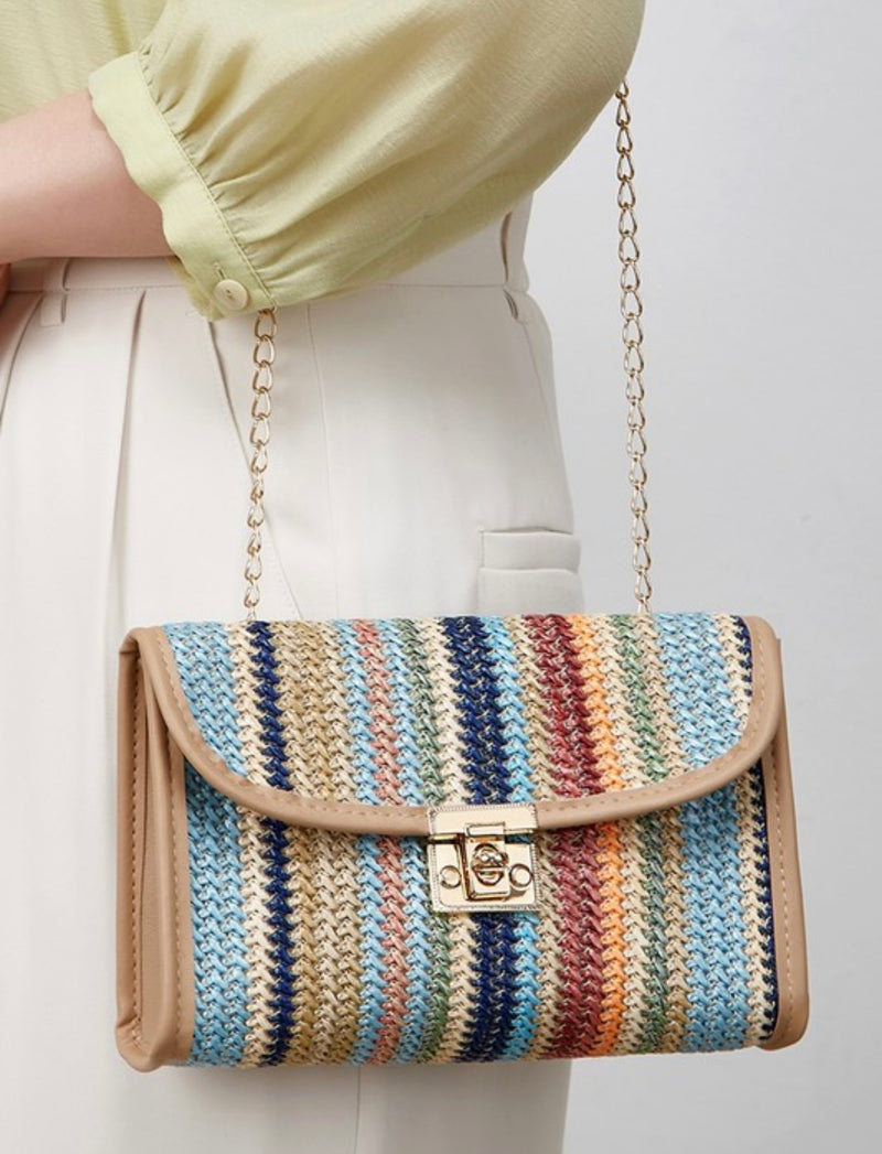 San Tropez Stripe Crochet Crossbody Bag