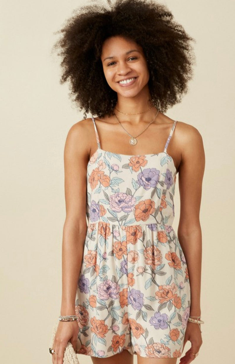 Romantic Floral Smock Back Romper