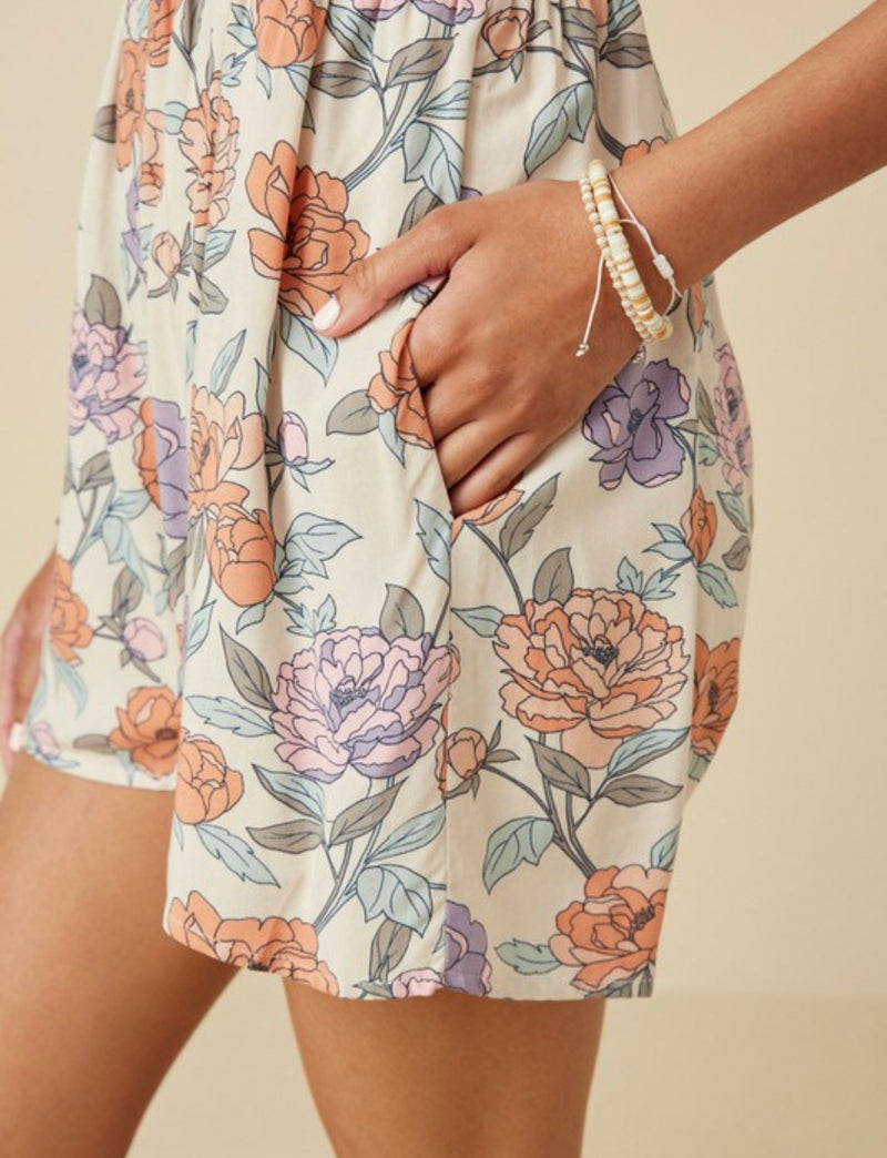 Romantic Floral Smock Back Romper