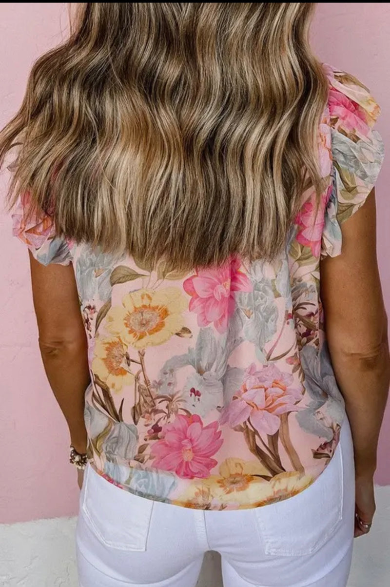 Flush Of Floral Tassel Top