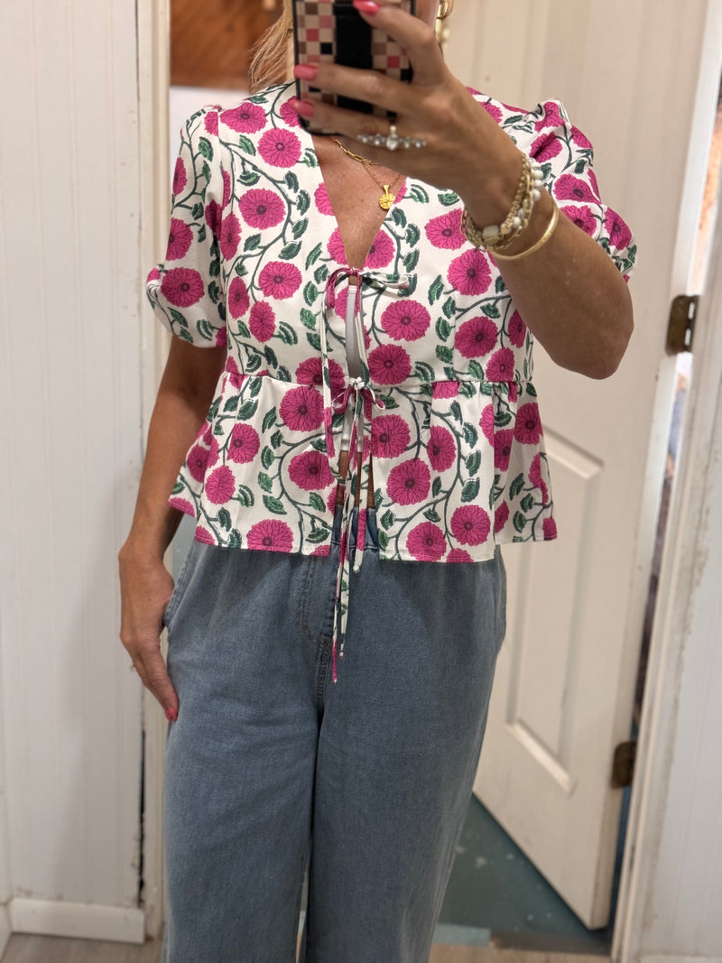 Peony Please Tie Front Top