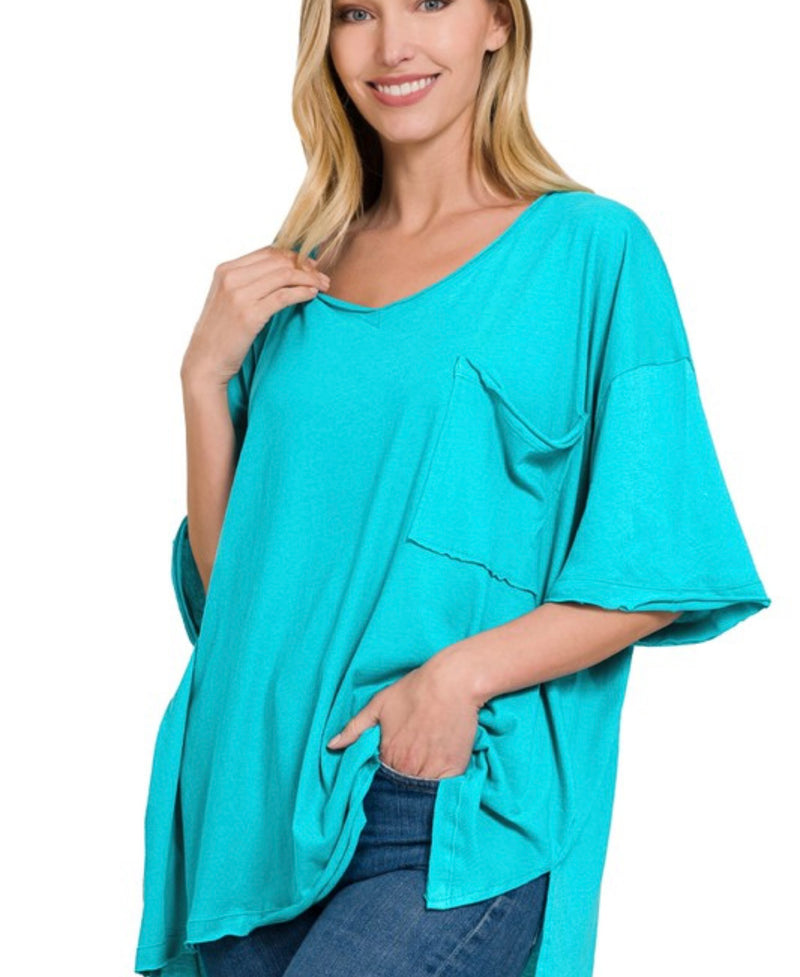 Oversized Front Pocket Top