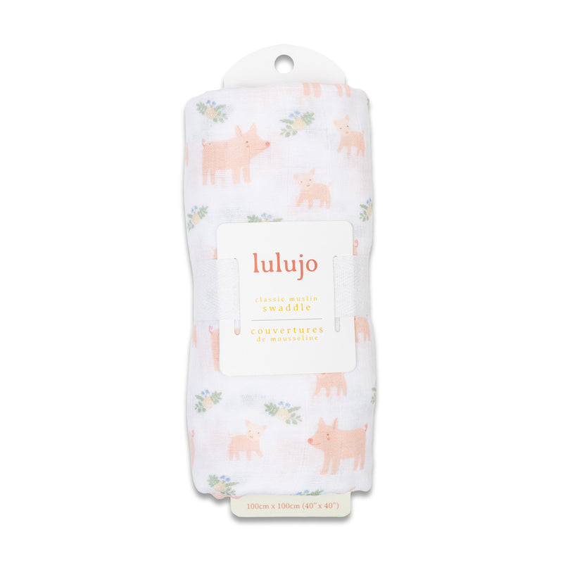 Lulujo Piggies Cotton Swaddle