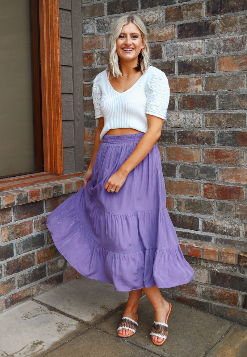 Lavender Love Classic Tiered Maxi Skirt