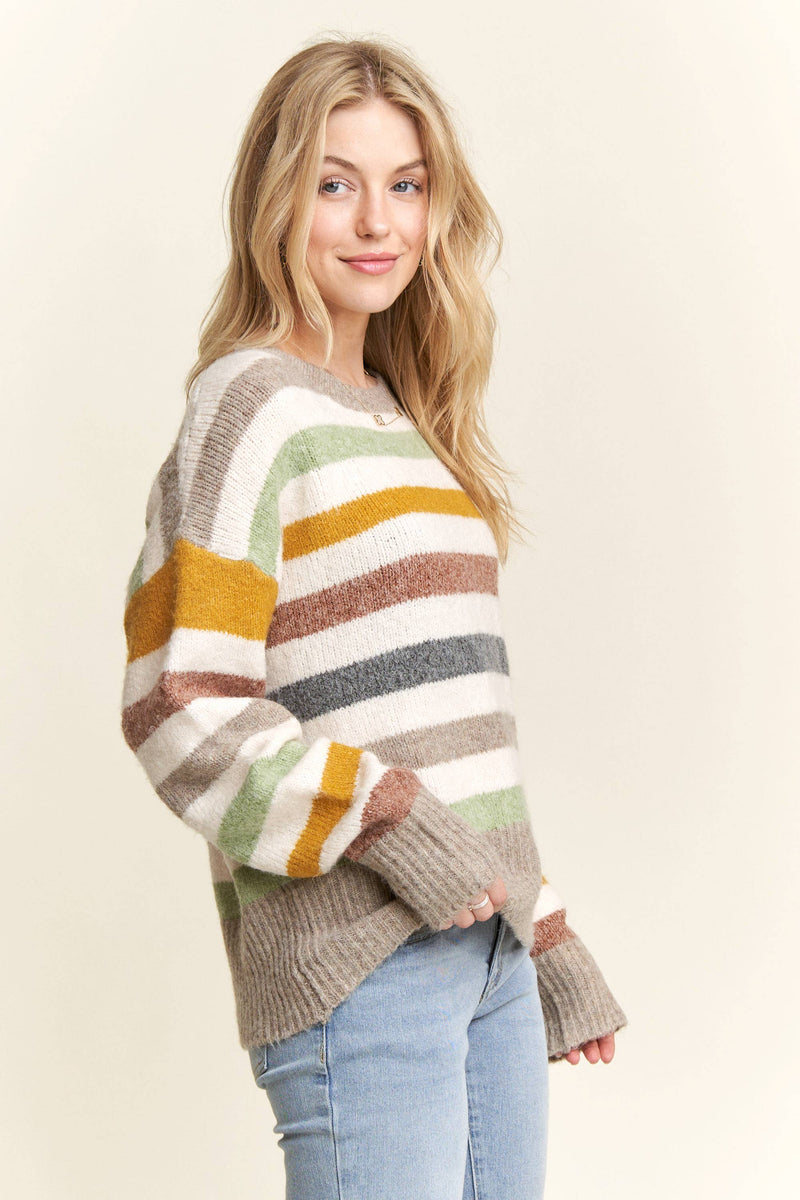 MULTICOLOR STRIPE SWEATER TOP