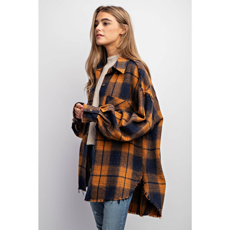 SUPER SOFT PLAID BUTTON DOWN SHIRT JACKET SHACKET