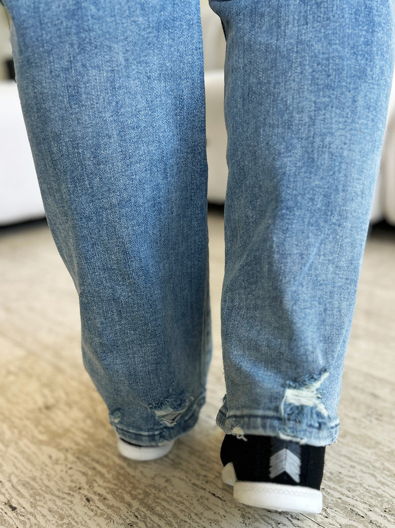 Judy Blue High Waist Distressed Straight Jeans (Online Only/Ships from USA)