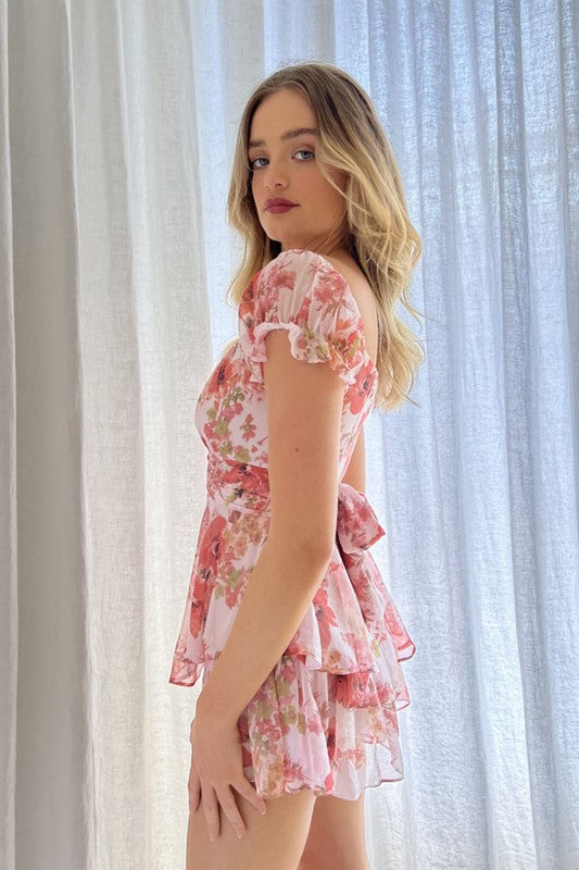 Floral Ruffle Tiered Romper  (Online Only/Ships from USA)